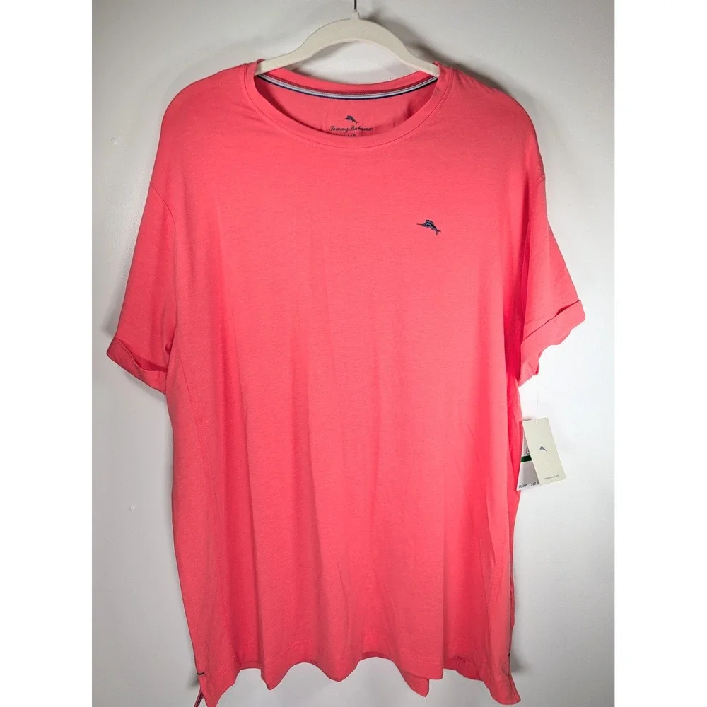 Tommy Bahama Mens Coral Pink Crewneck Sleep T-Shirt Cotton Modal Stretch NWT L
